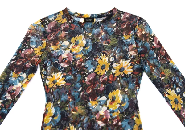 Jean Paul GAULTIER FEMME Floral Printed Mesh T Shirt K-164245_003