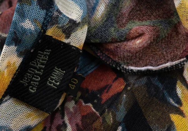 Jean Paul GAULTIER FEMME Floral Printed Mesh T Shirt K-164245_014