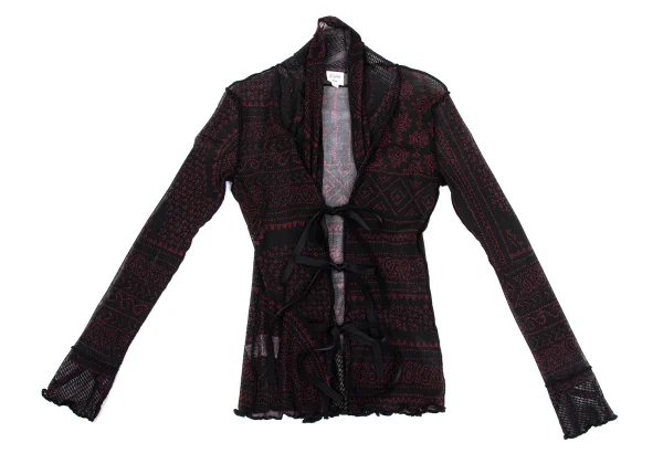 Jean Paul GAULTIER FEMME Pattern Printed Mesh Cardigan K-164250_002