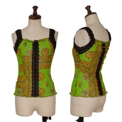 Jean Paul GAULTIER Lece Switching Floral Mesh Tank Top