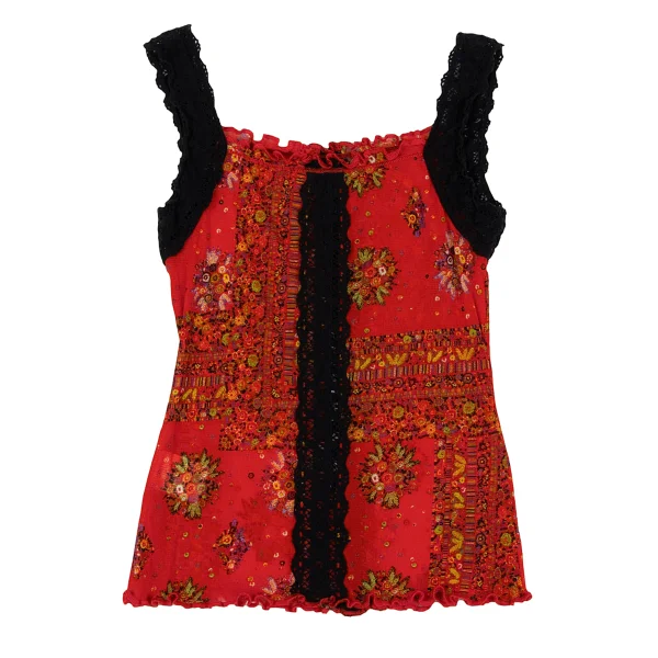 Jean Paul GAULTIER Lece Switching Floral Mesh Tank Top K-164258_002