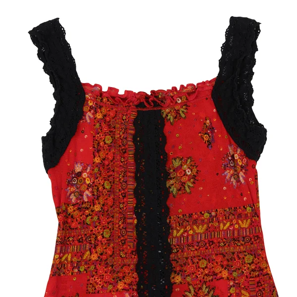 Jean Paul GAULTIER Lece Switching Floral Mesh Tank Top K-164258_003