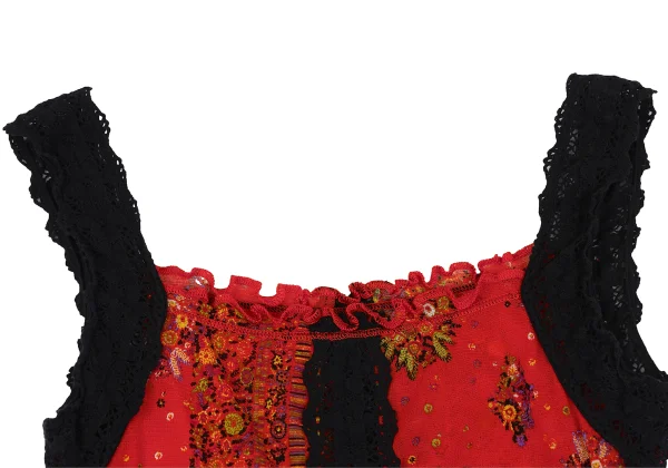 Jean Paul GAULTIER Lece Switching Floral Mesh Tank Top K-164258_004