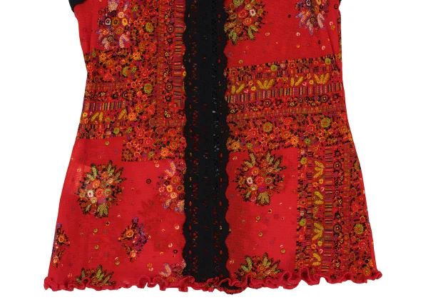 Jean Paul GAULTIER Lece Switching Floral Mesh Tank Top K-164258_006