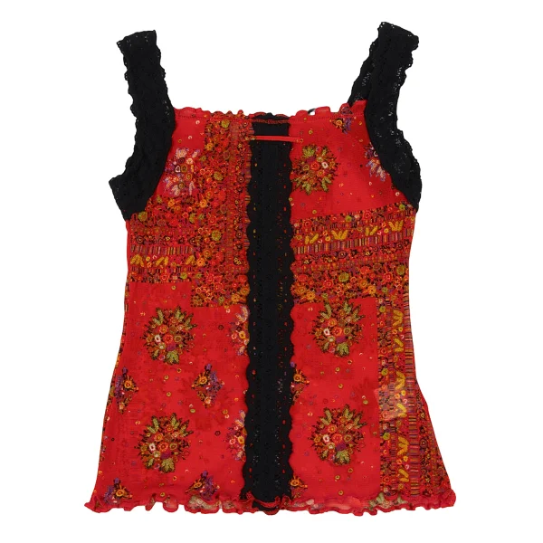 Jean Paul GAULTIER Lece Switching Floral Mesh Tank Top K-164258_010
