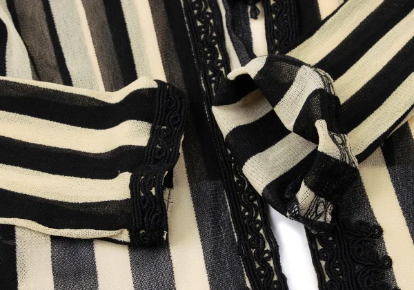 Jean Paul GAULTIER MAILLE Lace Patch Stripe Mesh Cardigan K-164259_006
