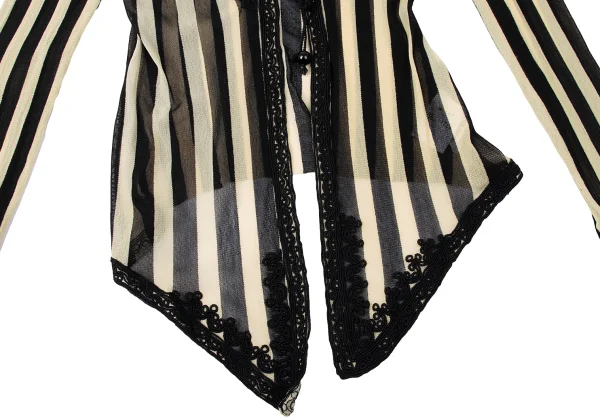 Jean Paul GAULTIER MAILLE Lace Patch Stripe Mesh Cardigan K-164259_007