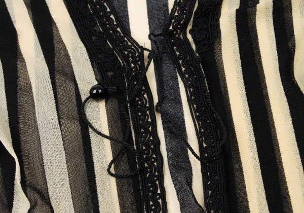Jean Paul GAULTIER MAILLE Lace Patch Stripe Mesh Cardigan K-164259_008