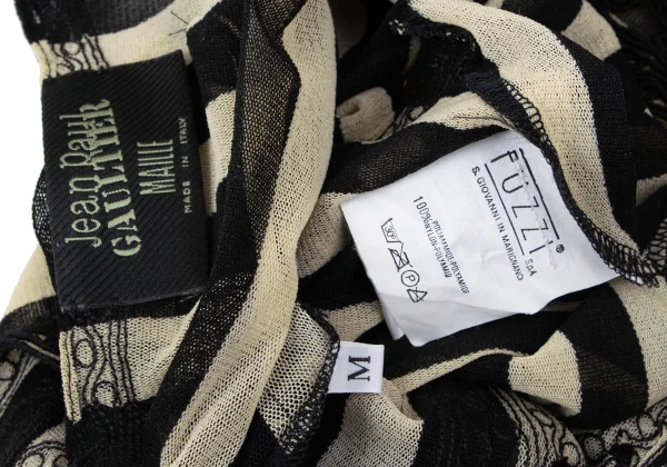 Jean Paul GAULTIER MAILLE Lace Patch Stripe Mesh Cardigan K-164259_016