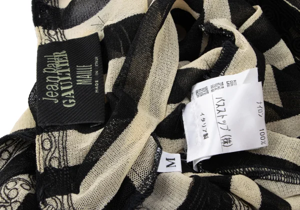 Jean Paul GAULTIER MAILLE Lace Patch Stripe Mesh Cardigan K-164259_017