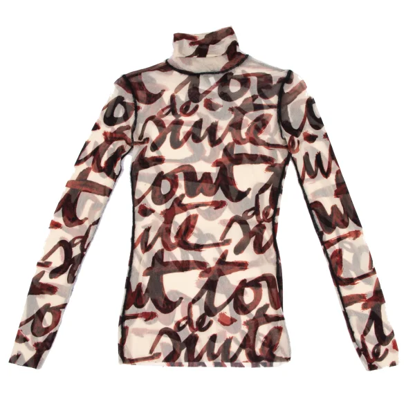 Jean Paul GAULTIER MAILLE FEMME Lettering Printed Turtleneck Mesh Top K-164261_002