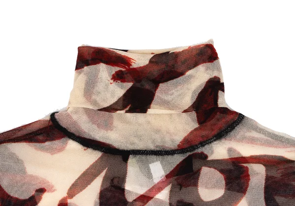 Jean Paul GAULTIER MAILLE FEMME Lettering Printed Turtleneck Mesh Top K-164261_004