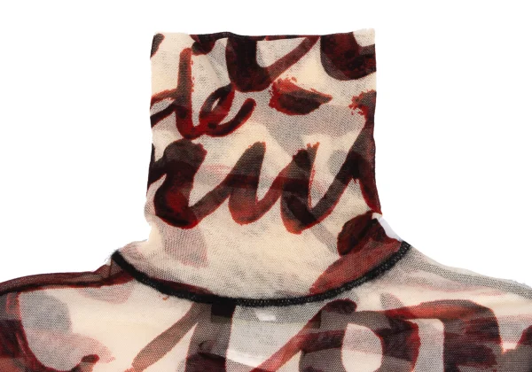 Jean Paul GAULTIER MAILLE FEMME Lettering Printed Turtleneck Mesh Top K-164261_005