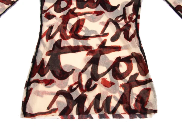 Jean Paul GAULTIER MAILLE FEMME Lettering Printed Turtleneck Mesh Top K-164261_008