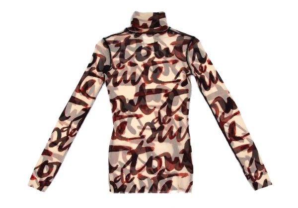 Jean Paul GAULTIER MAILLE FEMME Lettering Printed Turtleneck Mesh Top K-164261_010