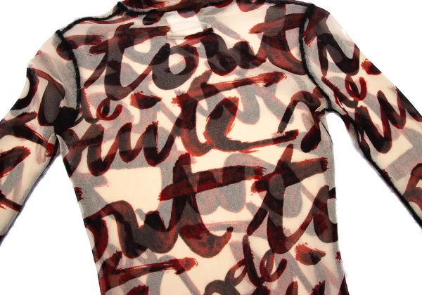 Jean Paul GAULTIER MAILLE FEMME Lettering Printed Turtleneck Mesh Top K-164261_011