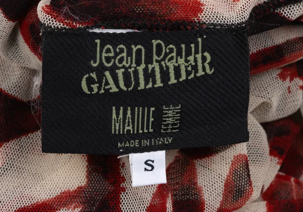 Jean Paul GAULTIER MAILLE FEMME Lettering Printed Turtleneck Mesh Top K-164261_018