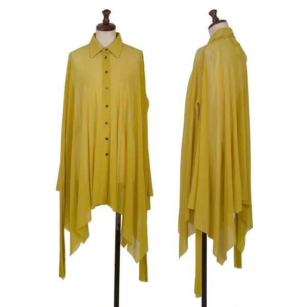 Jean Paul GAULTIER MAILLE FEMME Wide Drape Mesh Shirt Light Green M K-164262_001