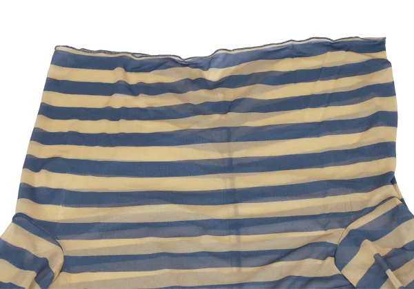 Unbranded Striped Drape Neck Mesh Long Top K-164263_006