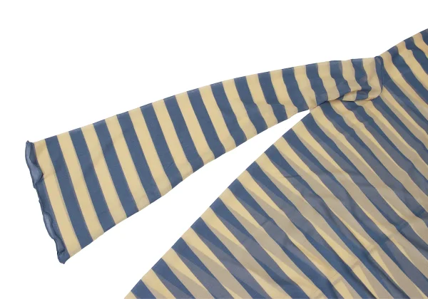 Unbranded Striped Drape Neck Mesh Long Top K-164263_007