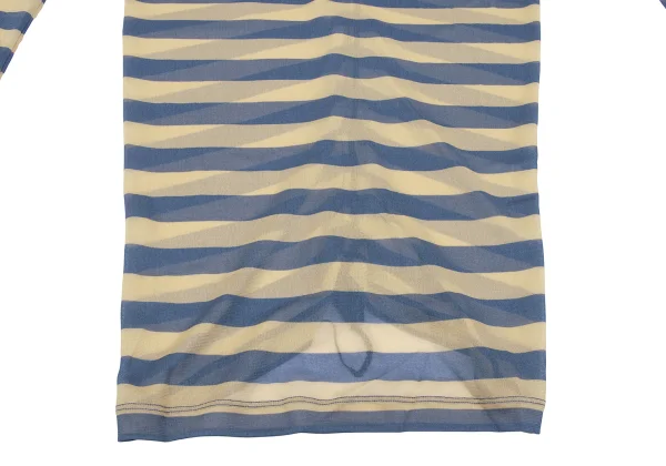 Unbranded Striped Drape Neck Mesh Long Top K-164263_009