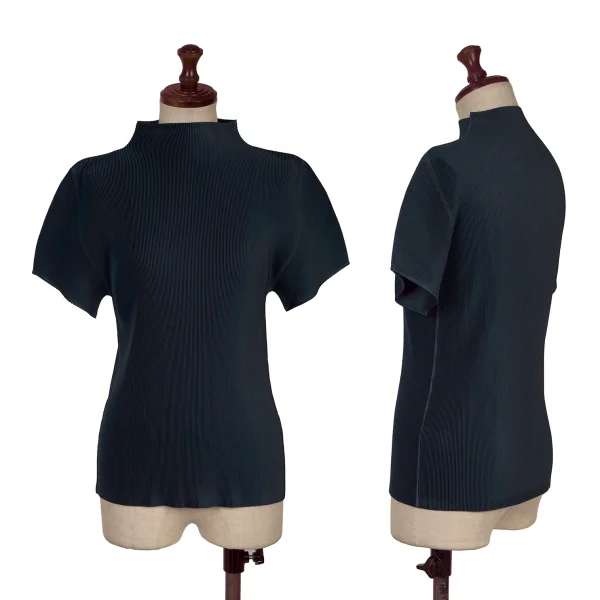 PLEATS PLEASE Mist Pleated High Neck T-shirt Navy 3 K-164266_001