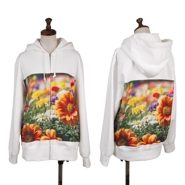 COMME des GARCONS Floral Printed Zip Hoodie White,Multi-Color M K-164267_001