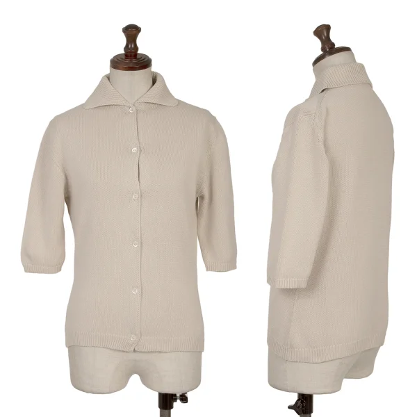 マーガレットハウエルMARGARET HOWELL コットン半袖ニットシャツ ピンクベージュ2