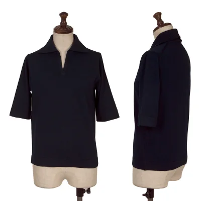 MARGARET HOWELL Wool Ribbed Collar Skipper Knit