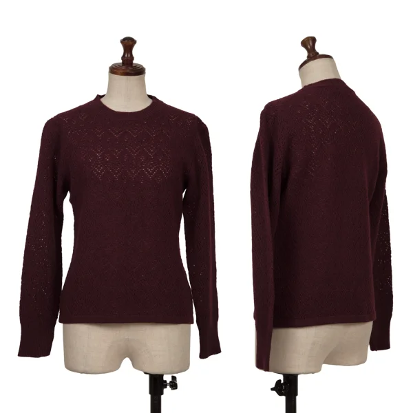 MARGARET HOWELL Lace Wool Knit Sweater Bordeaux 2 K-164274_001