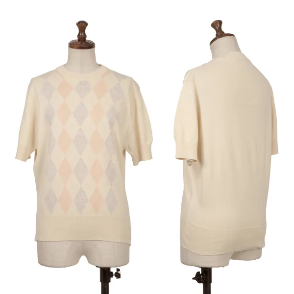 マーガレットハウエルMARGARET HOWELL コットンアーガイルジャガード半袖ニット ベージュ他2