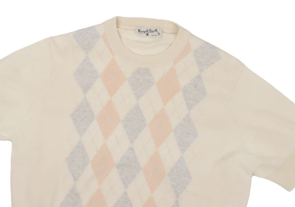 MARGARET HOWELL Argyle Short Sleeves Cotton Knit Top K-164281_003