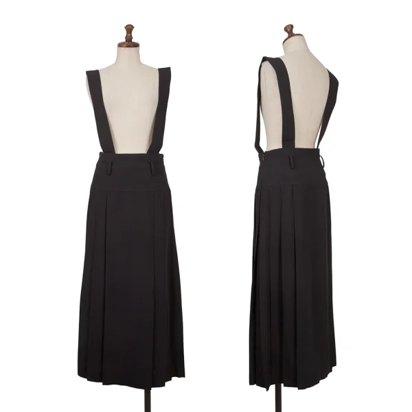 ATSURO TAYAMA Wool Pleated Shoulder Strap Skirt Navy M K-164292_001