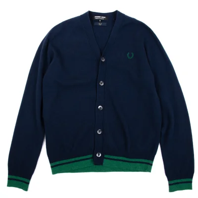 COMME des GARCONS HOMME DEUX×FRED PERRY Wool Lined Knit Cardigan