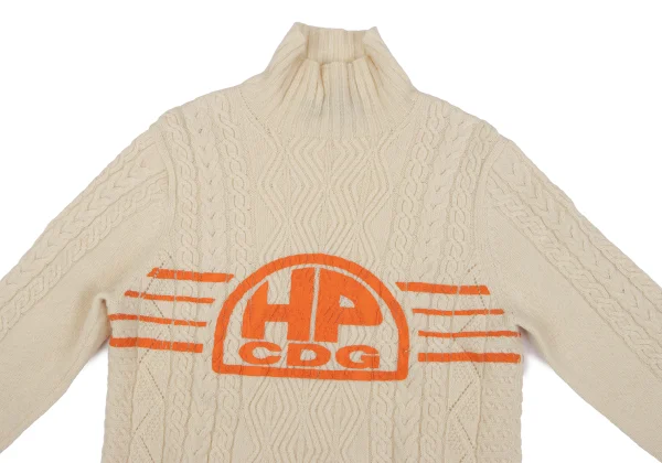 COMME des GARCONS HOMME PLUS Line Logo Printed Cable Knit Sweater K-164311_002