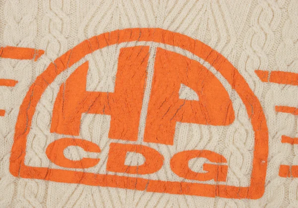 COMME des GARCONS HOMME PLUS Line Logo Printed Cable Knit Sweater K-164311_004