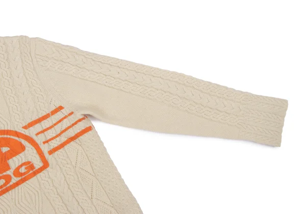 COMME des GARCONS HOMME PLUS Line Logo Printed Cable Knit Sweater K-164311_005