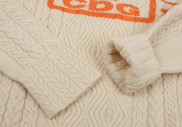 COMME des GARCONS HOMME PLUS Line Logo Printed Cable Knit Sweater K-164311_006