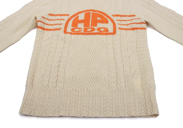 COMME des GARCONS HOMME PLUS Line Logo Printed Cable Knit Sweater K-164311_007