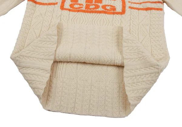 COMME des GARCONS HOMME PLUS Line Logo Printed Cable Knit Sweater K-164311_008