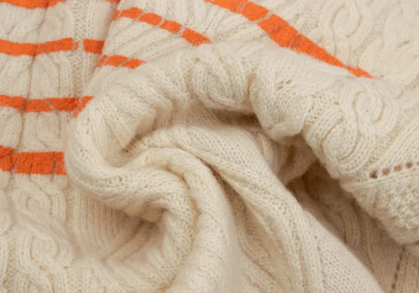 COMME des GARCONS HOMME PLUS Line Logo Printed Cable Knit Sweater K-164311_012