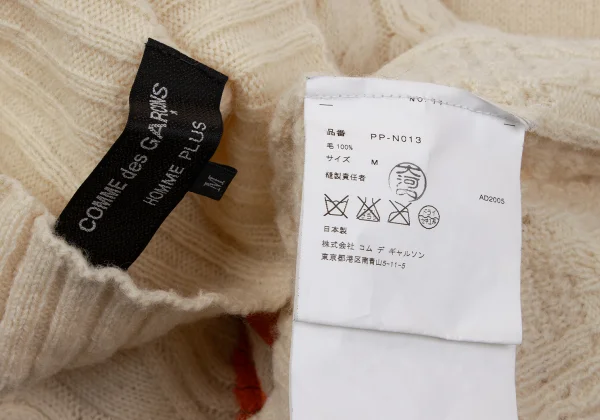 COMME des GARCONS HOMME PLUS Line Logo Printed Cable Knit Sweater K-164311_014