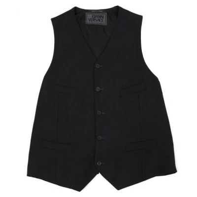 ジャンニ ヴェルサーチGIANNI VERSACE チェックウールベスト チャコール