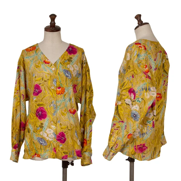 KENZO Botanical Printed Collarless Blouse Multi-Color M K-164328_001