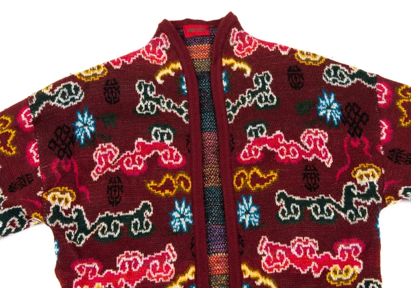 KENZO Jacquard Piping Buttonless Knit Cardigan K-164336_003