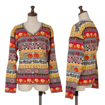 KENZO Floral Striped Knit Cardigan