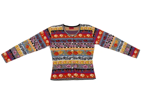 KENZO Floral Striped Knit Cardigan K-164337_002