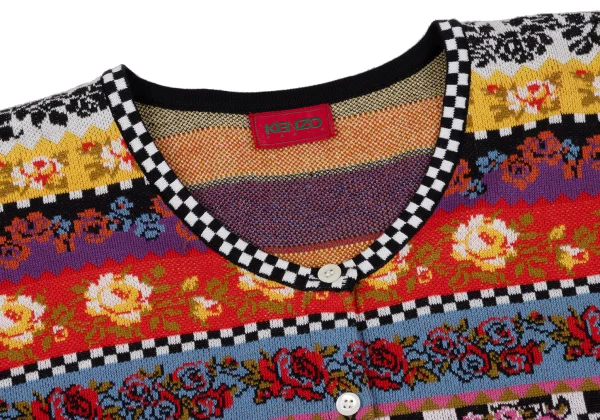 KENZO Floral Striped Knit Cardigan K-164337_004