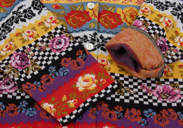 KENZO Floral Striped Knit Cardigan K-164337_008