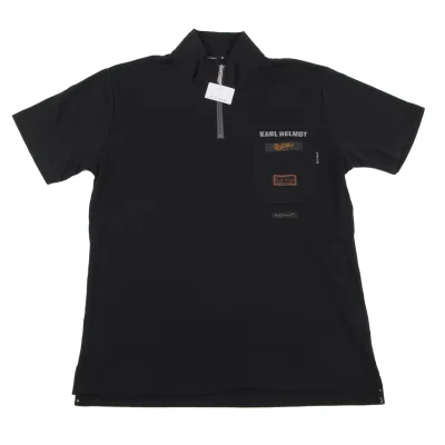 Karl Helmut Logo Embroidery Patch Pique Half Zip T-shirt